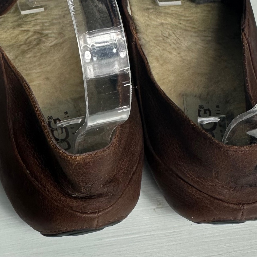 UGG Hunley Loafers Shoes Mens Sz 9 Shearling Lined Brown Leather Driving Mocs - Picture 5 of 9